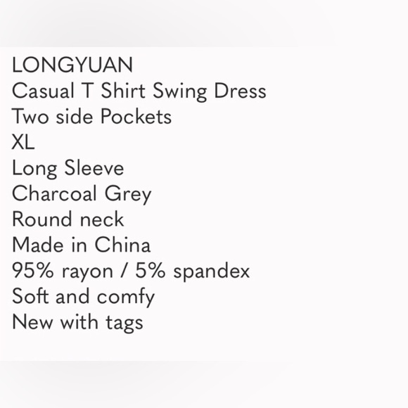 XL LongYuan Swingy T-shirt Dress With Long Sleeves, NWT - Picture 5 of 8